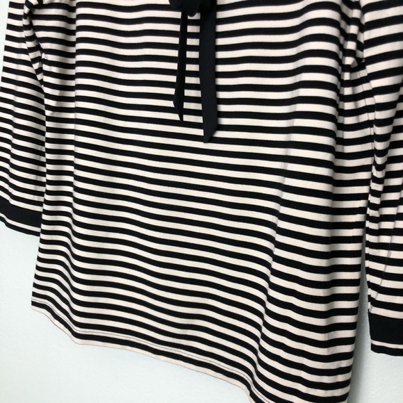 Talbots Tie Neck 3/4 Sleeve Striped Causal Shirt M - Picture 7 of 15